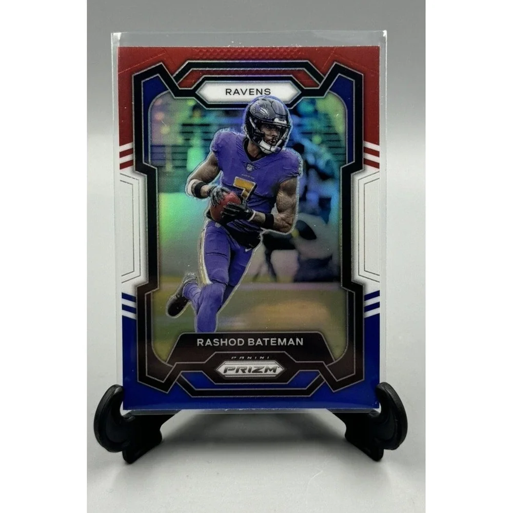 2023 Panini Prizm #20‎ Rashod Bateman Red White and Blue Baltimore Ravens